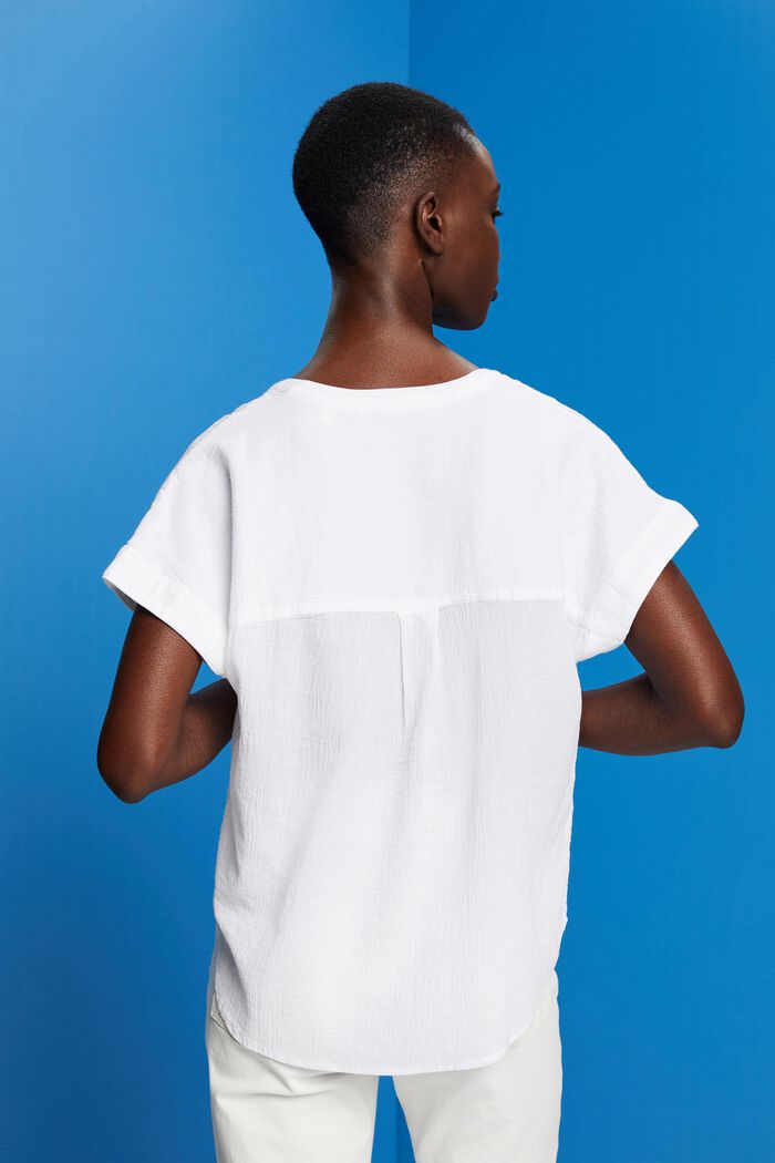 Blusa de algodón con textura, WHITE, detail image number 3