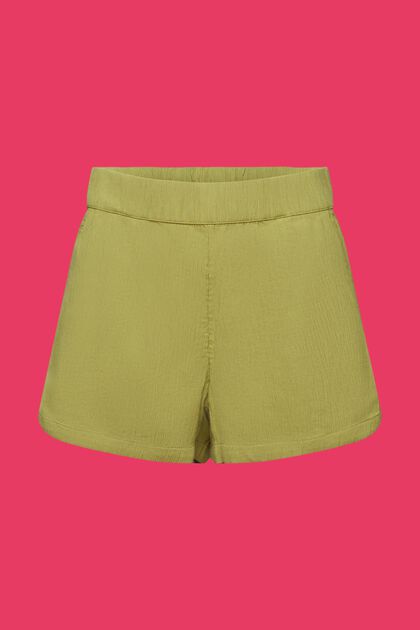 Pantalón corto de algodón sin cierre con efecto arrugado