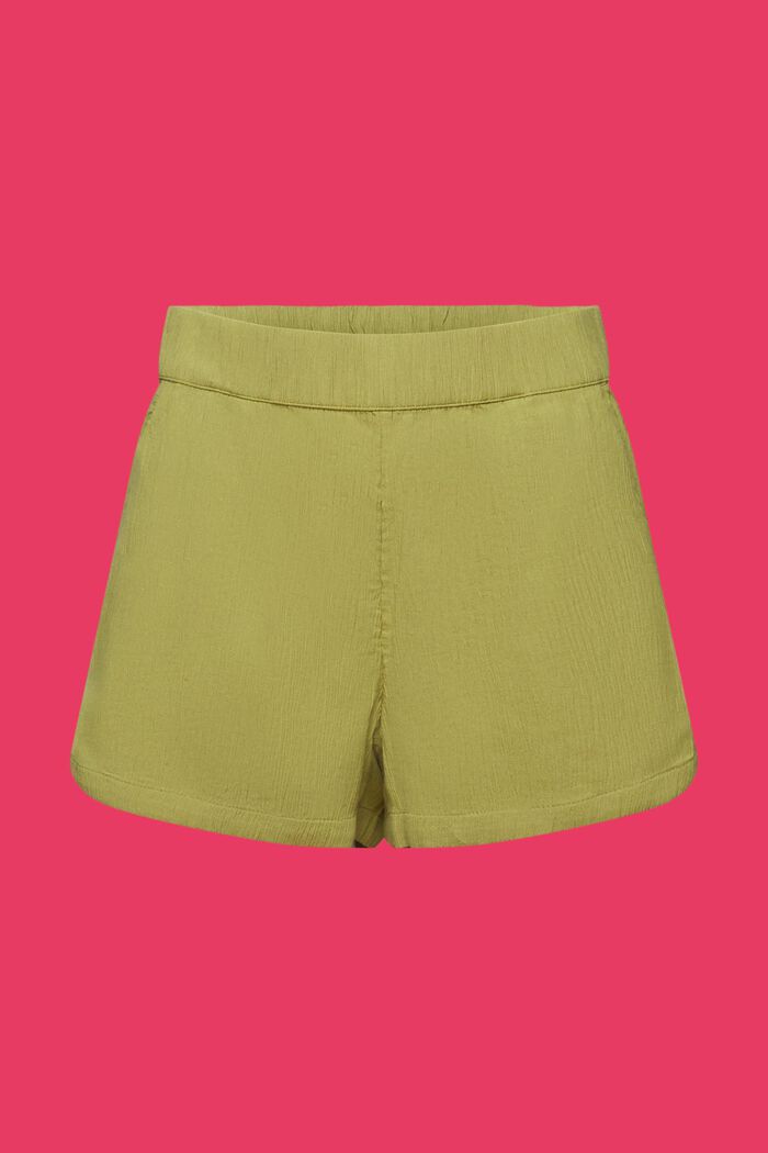 Pantalón corto de algodón sin cierre con efecto arrugado, PISTACHIO GREEN, detail image number 7