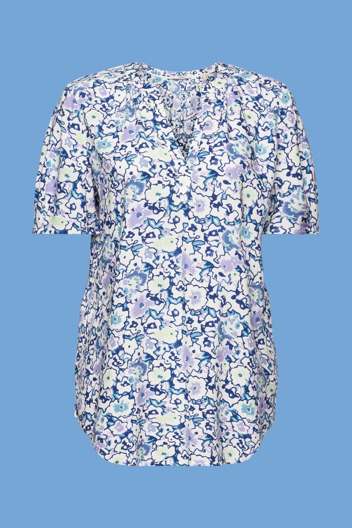 Blusa floral con abertura en el cuello, WHITE, detail image number 6