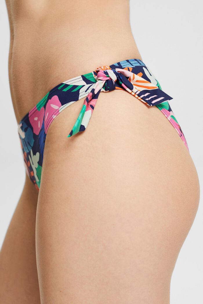 Braguita de bikini con estampado colorido para anudar, NAVY, detail image number 1