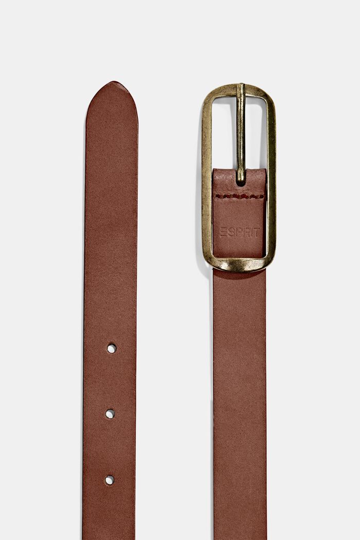 Cinturón de piel con hebilla cuadrada, RUST BROWN, detail image number 1