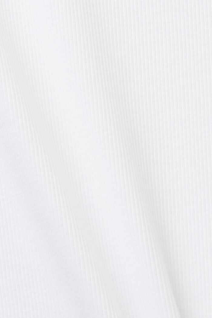 Camiseta de cuello ceñido en jersey de algodón, WHITE, detail image number 7