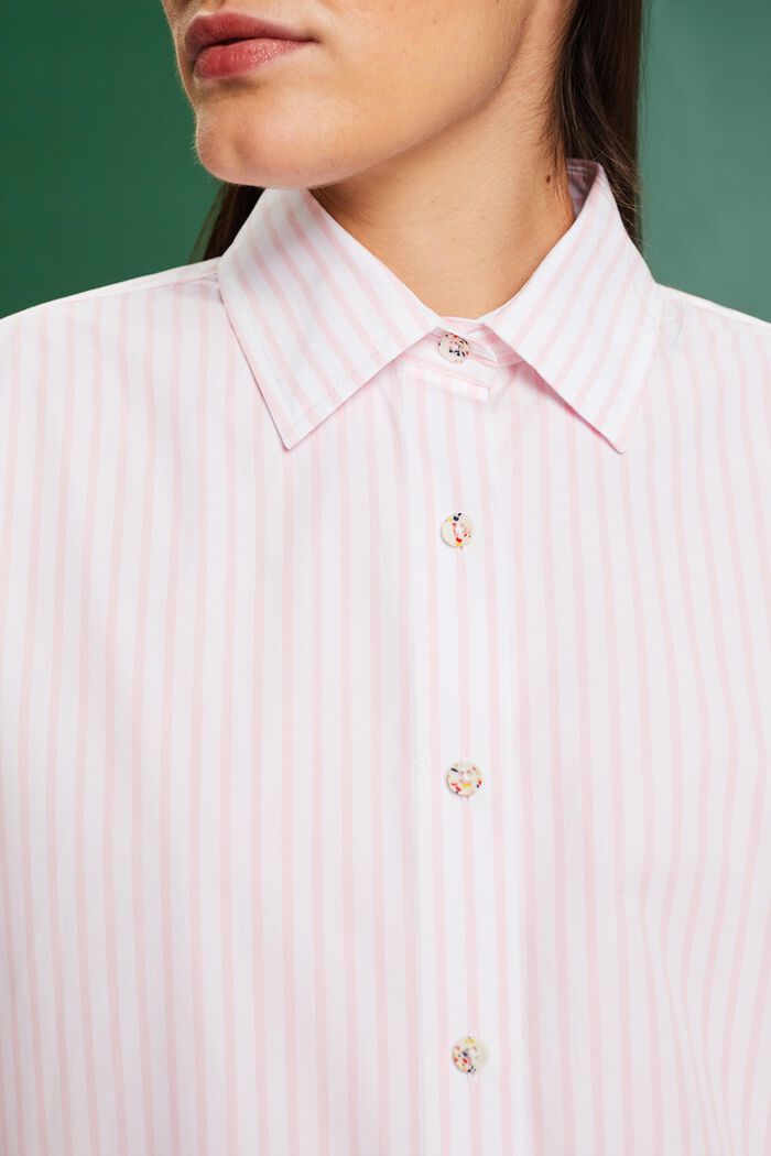 Camisa a rayas de popelina, PASTEL PINK, detail image number 3