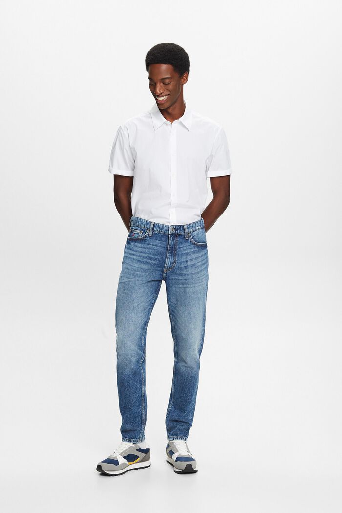 Jeans mid-rise regular tapered fit, BLUE MEDIUM WASHED, detail image number 5