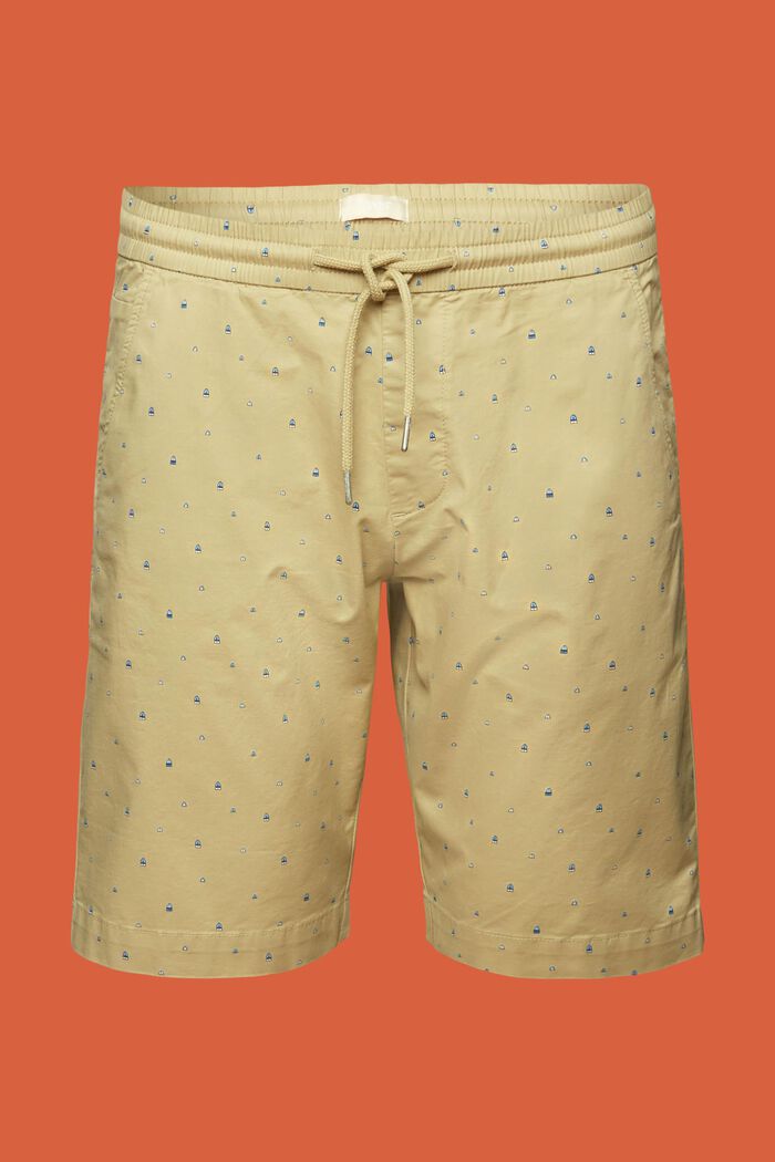 Pantalones cortos estampados sin cierre, algodón elástico, PASTEL GREEN, detail image number 7