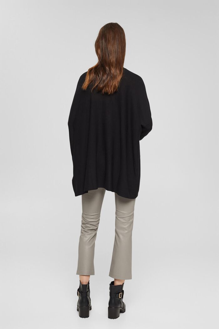 Jersey de cuello vuelto oversize, LENZING™ ECOVERO™, BLACK, detail image number 3