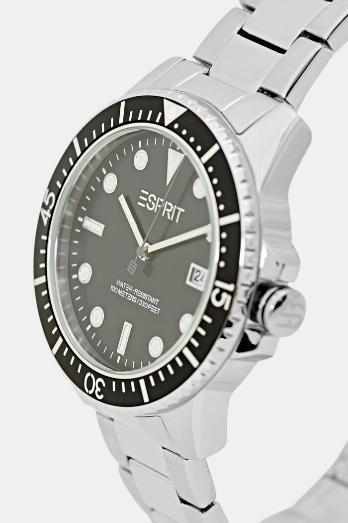 Reloj de acero inoxidable con pulsera de eslabones, SILVER, detail image number 1