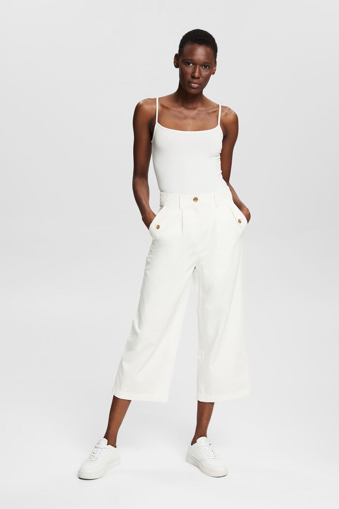Pantalón culotte en 100 % algodón Pima, OFF WHITE, detail image number 6