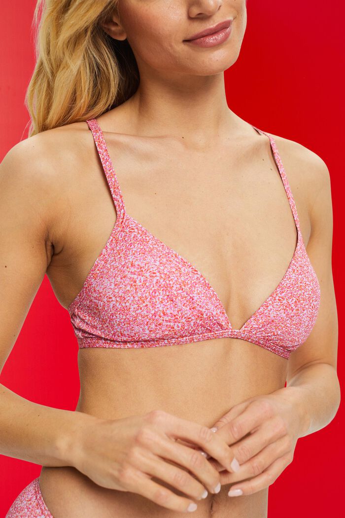 Top de bikini con relleno y estampado, PINK, detail image number 1