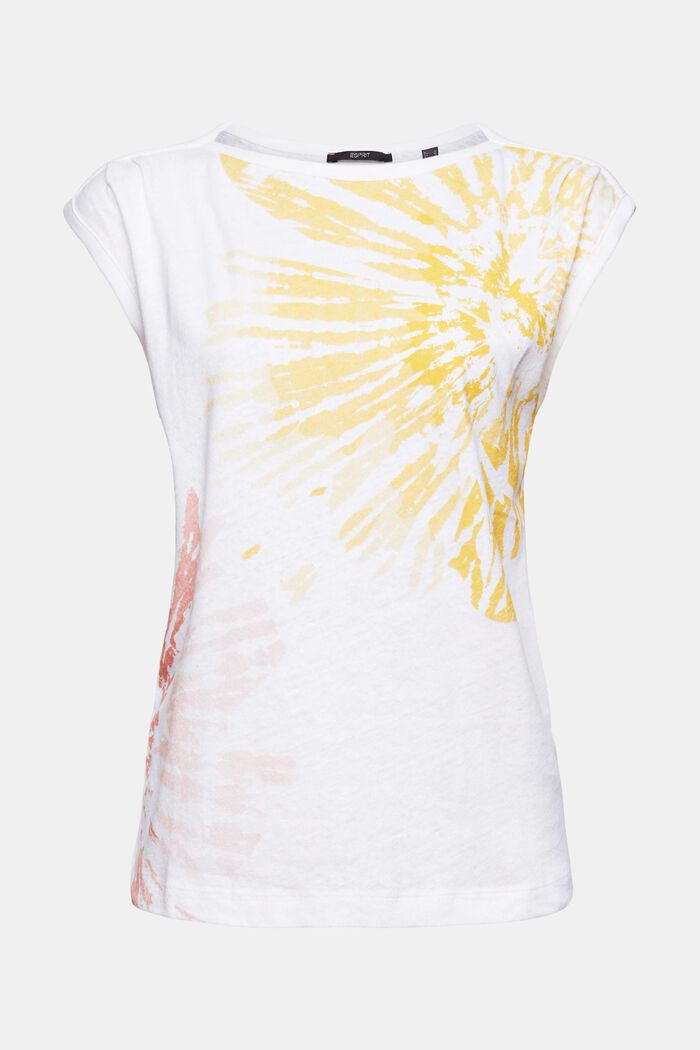 En mezcla de lino: camiseta estampada , WHITE, overview