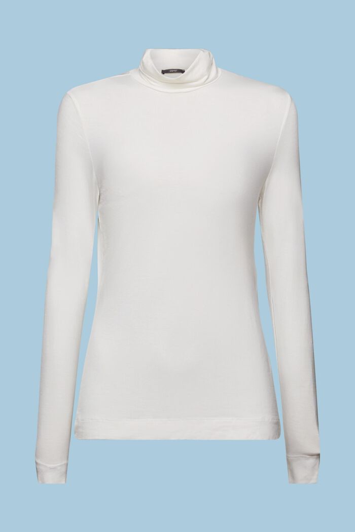 Camiseta de manga larga con cuello vuelto, TENCEL™, OFF WHITE, detail image number 6