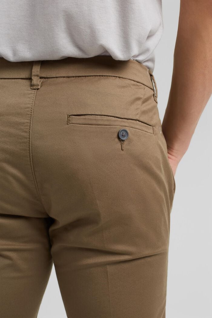 Pantalones chinos elásticos en algodón ecológico, BEIGE, detail image number 4