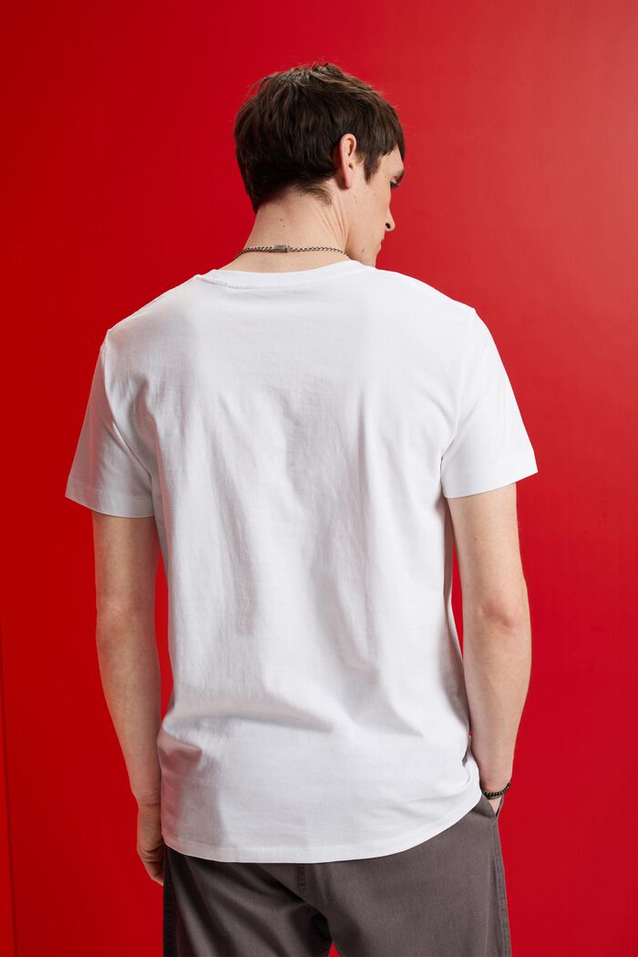 Camiseta de cuello redondo, 100% algodón, WHITE, detail image number 3