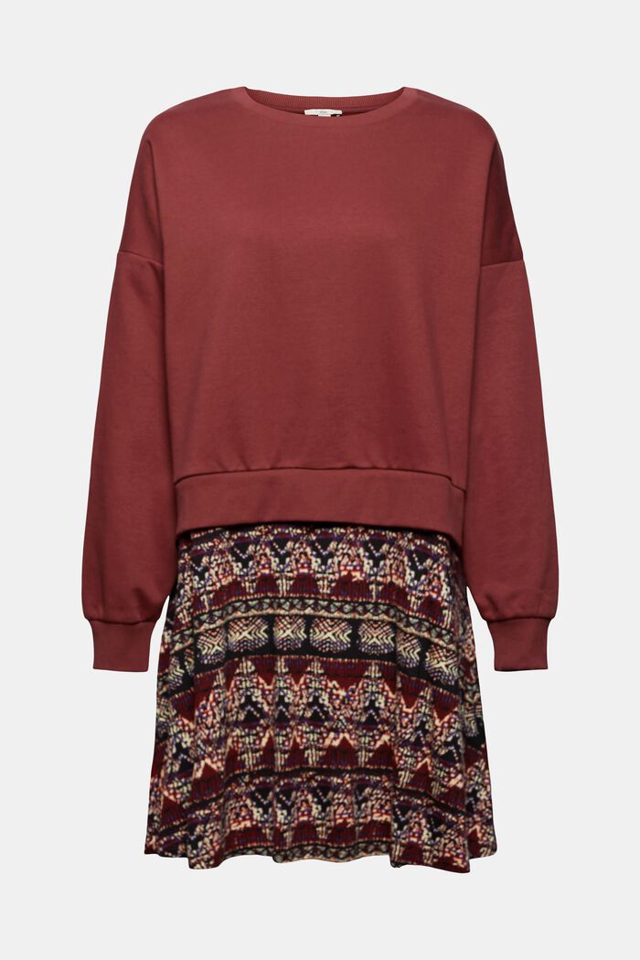 Vestido mini en mezcla de tejidos con algodón ecológico, GARNET RED, detail image number 6