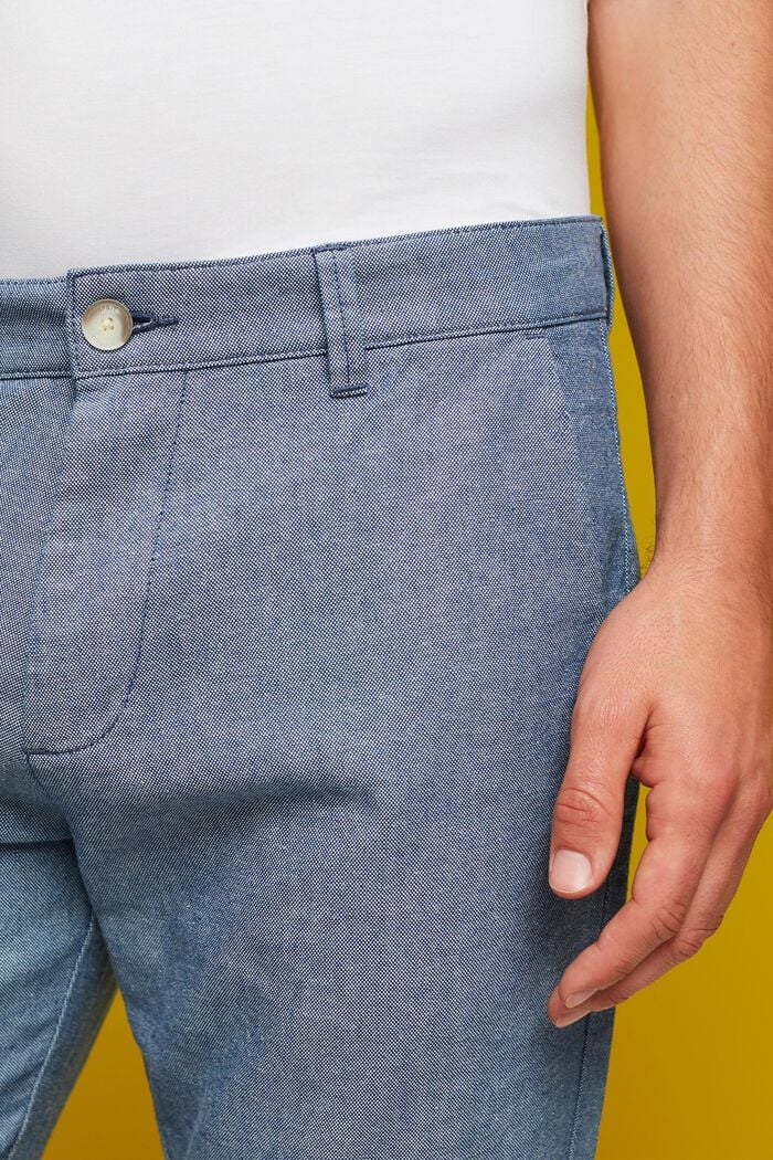 Pantalones chinos con textura, 100% algodón, BLUE, detail image number 2