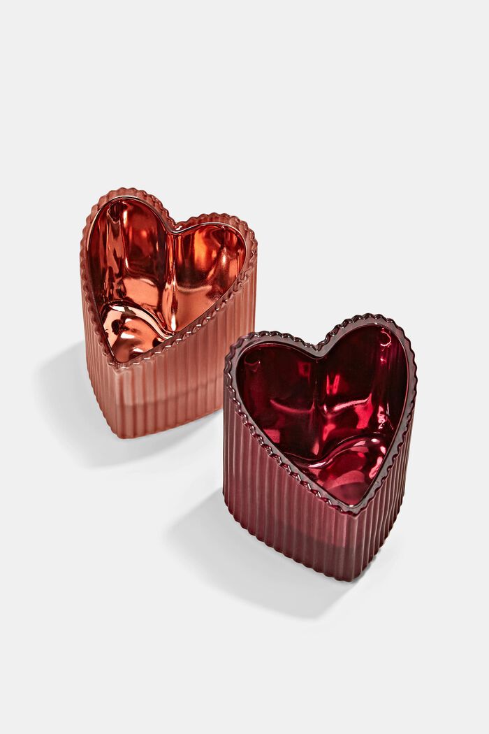 Set de 2 vasos de velas con forma de corazón, RED, detail image number 3