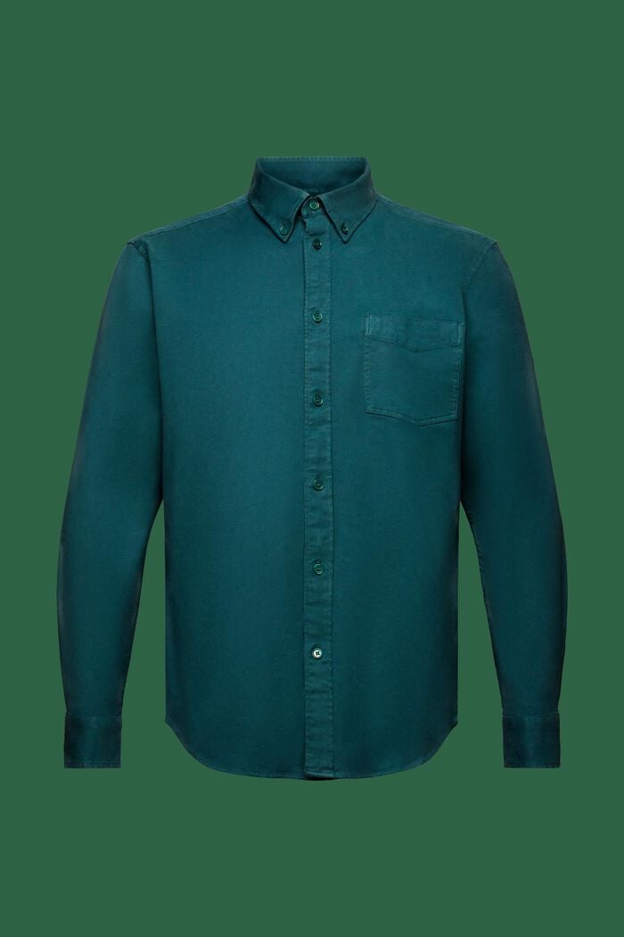 Camisa de sarga de corte normal, EMERALD GREEN, detail image number 7