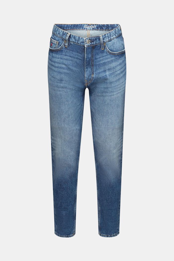Jeans mid-rise regular tapered fit, BLUE MEDIUM WASHED, detail image number 7