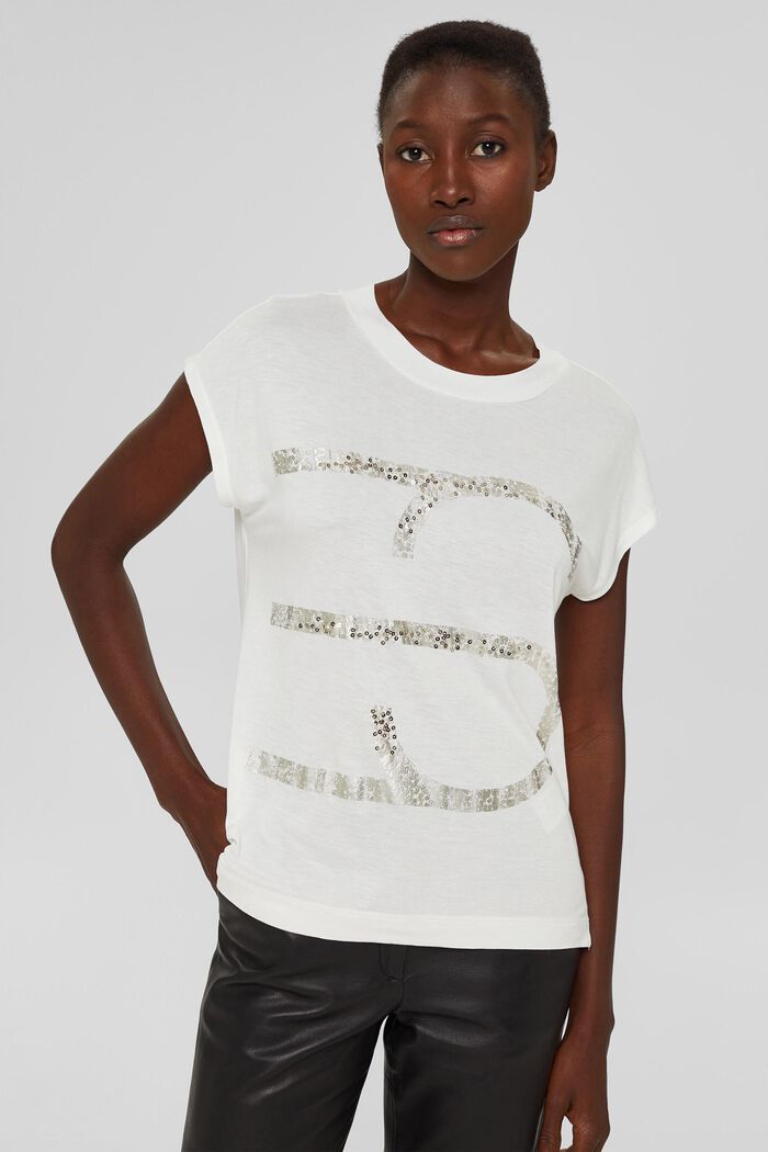 Camiseta con logotipo estampado, LENZING™ ECOVERO™, OFF WHITE, detail image number 0