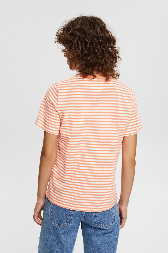 Camiseta de algodón ecológico con diseño a rayas, CORAL ORANGE, detail image number 3