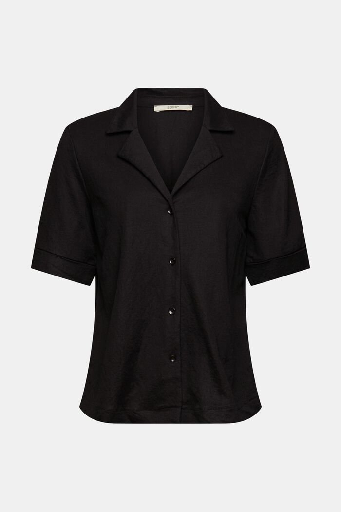 Camiseta con diseño de blusa camisera, BLACK, overview