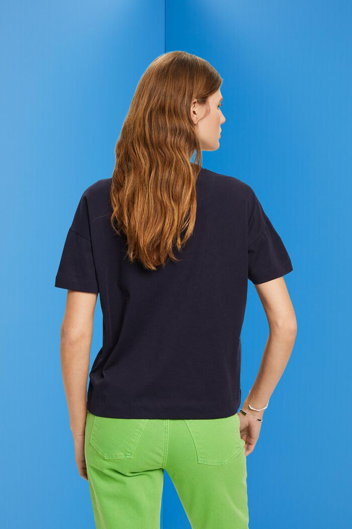Camiseta de algodón con estampado, NAVY, detail image number 3