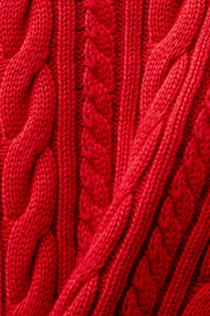 Jersey de punto trenzado con algodón, DARK RED, detail image number 5