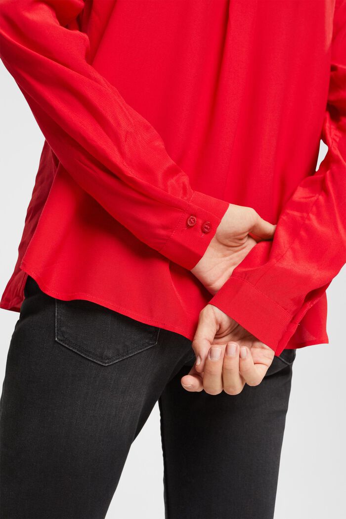 Blusa con cuello pico, LENZING™ ECOVERO™, DARK RED, detail image number 0