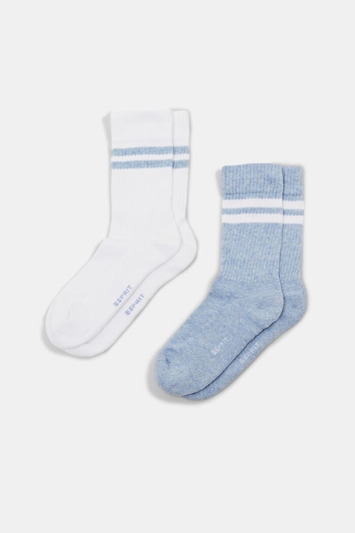 Pack de 2 pares de calcetines de tenis a rayas, WHITE MIX, detail image number 0