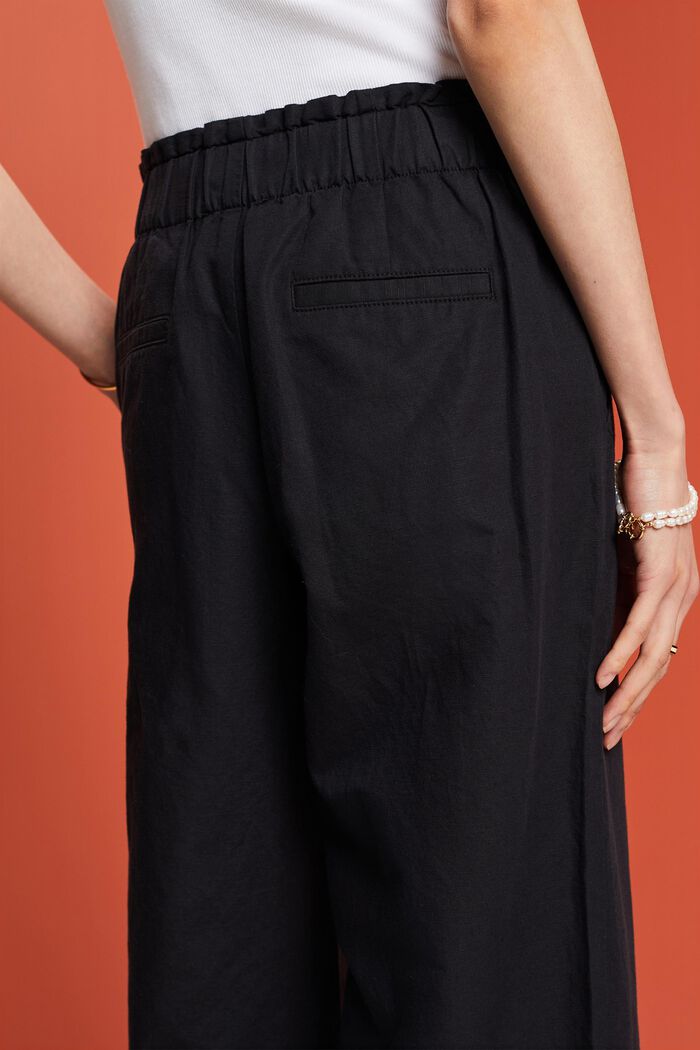 Culotte de lino y algodón con cinturón, BLACK, detail image number 4