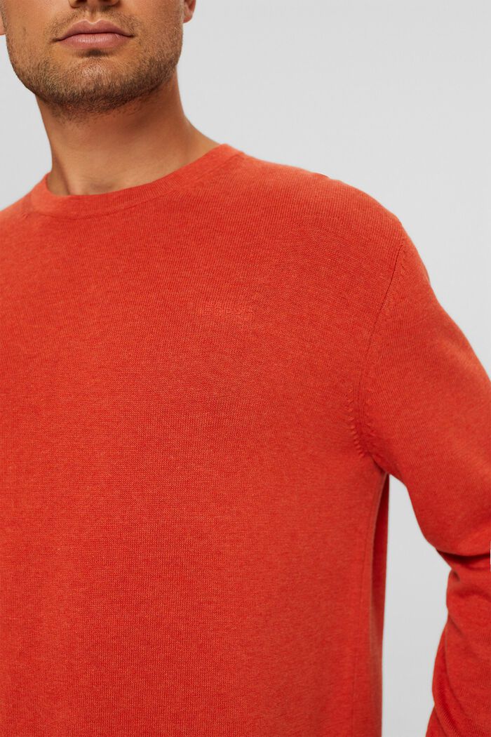 Jersey de cuello redondo en algodón Pima, ORANGE, detail image number 2