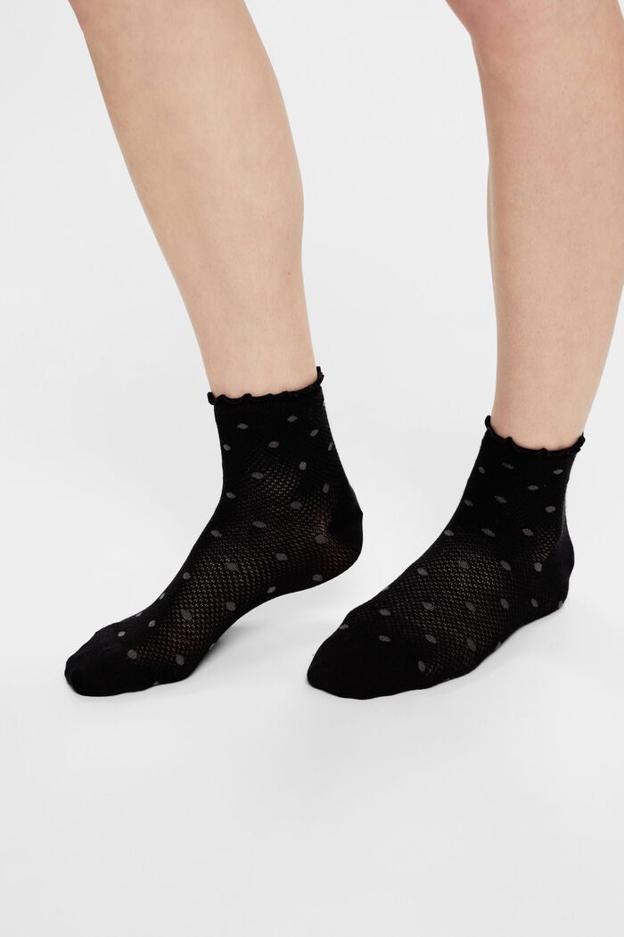 Pack de 2 pares de calcetines con dobladillo de lechuga, en algodón ecológico, BLACK, detail image number 2