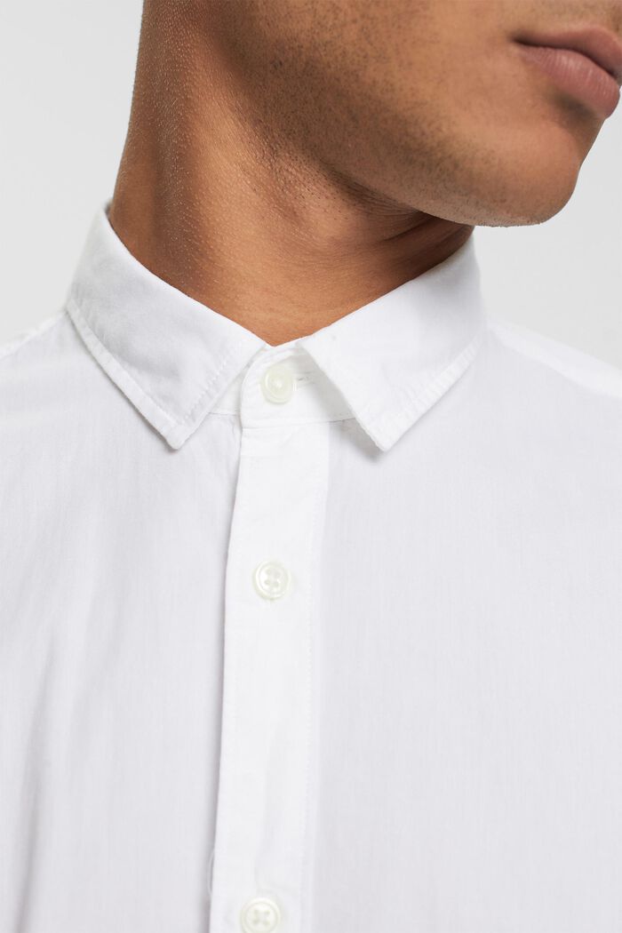 Camisa de algodón sostenible con corte ceñido, WHITE, detail image number 0
