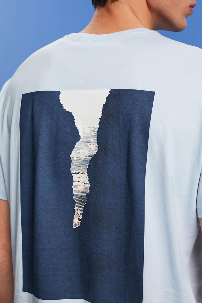 Camiseta de punto con estampado por detrás, 100% algodón, PASTEL BLUE, detail image number 2