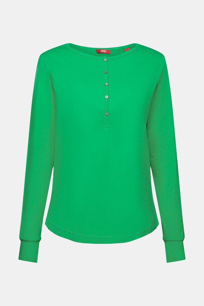 Camiseta de algodón con cuello tunecino, GREEN, detail image number 6