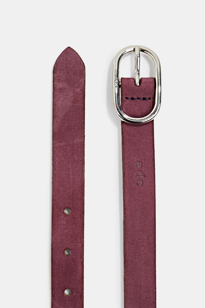 Cinturón de piel estrecho, BORDEAUX RED, detail image number 1