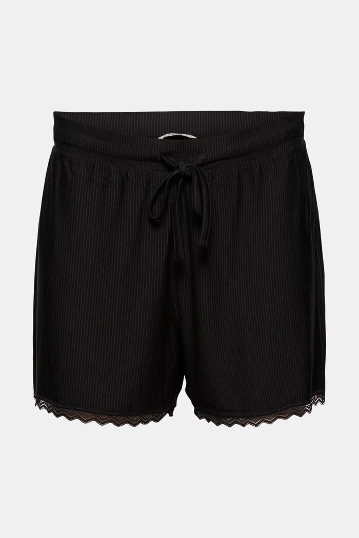 Pantalones cortos de pijama con encaje, LENZING™ ECOVERO™, BLACK, detail image number 0