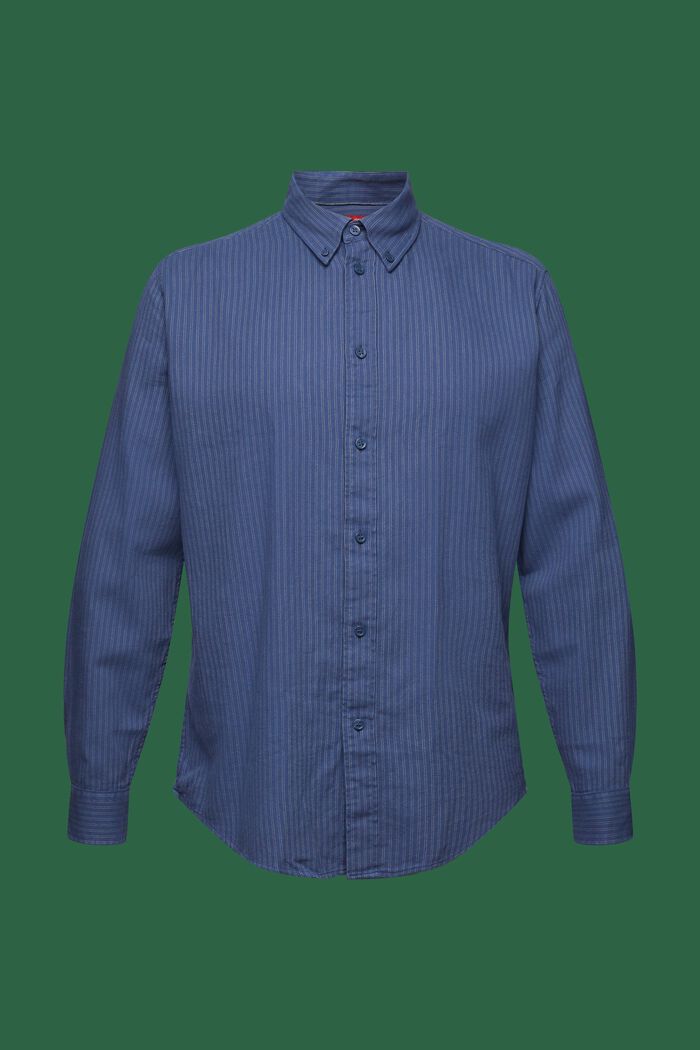 Camisa de franela de algodón con diseño de raya diplomática, GREY BLUE, detail image number 7