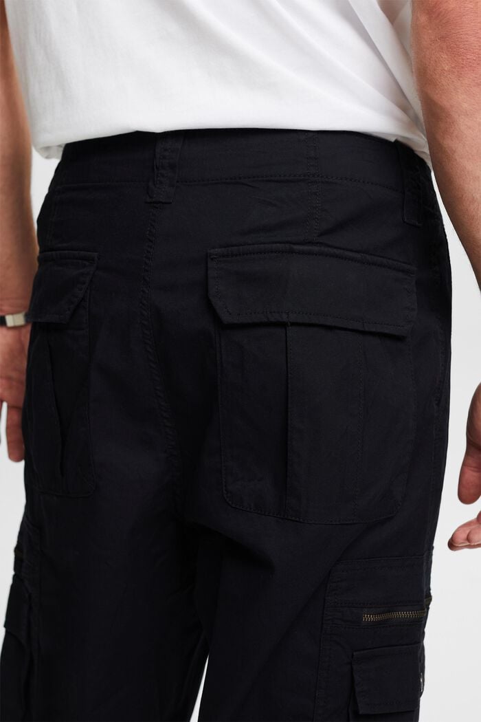 Pantalón cargo de sarga con corte Straight, BLACK, detail image number 3