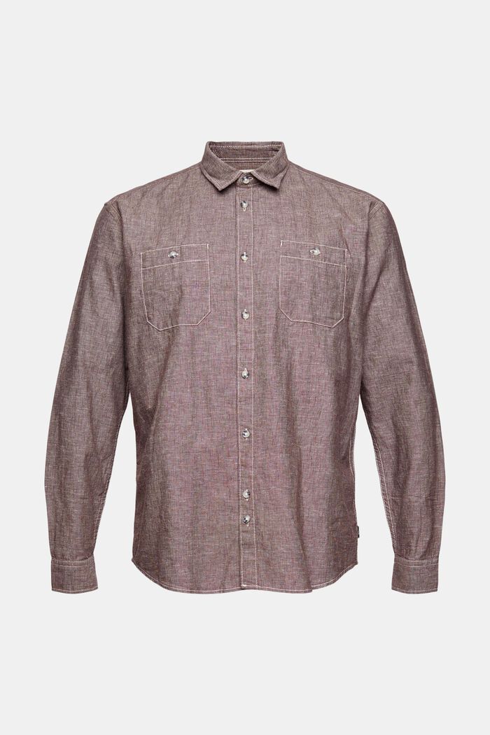Con lino: camisa jaspeada , BROWN, overview