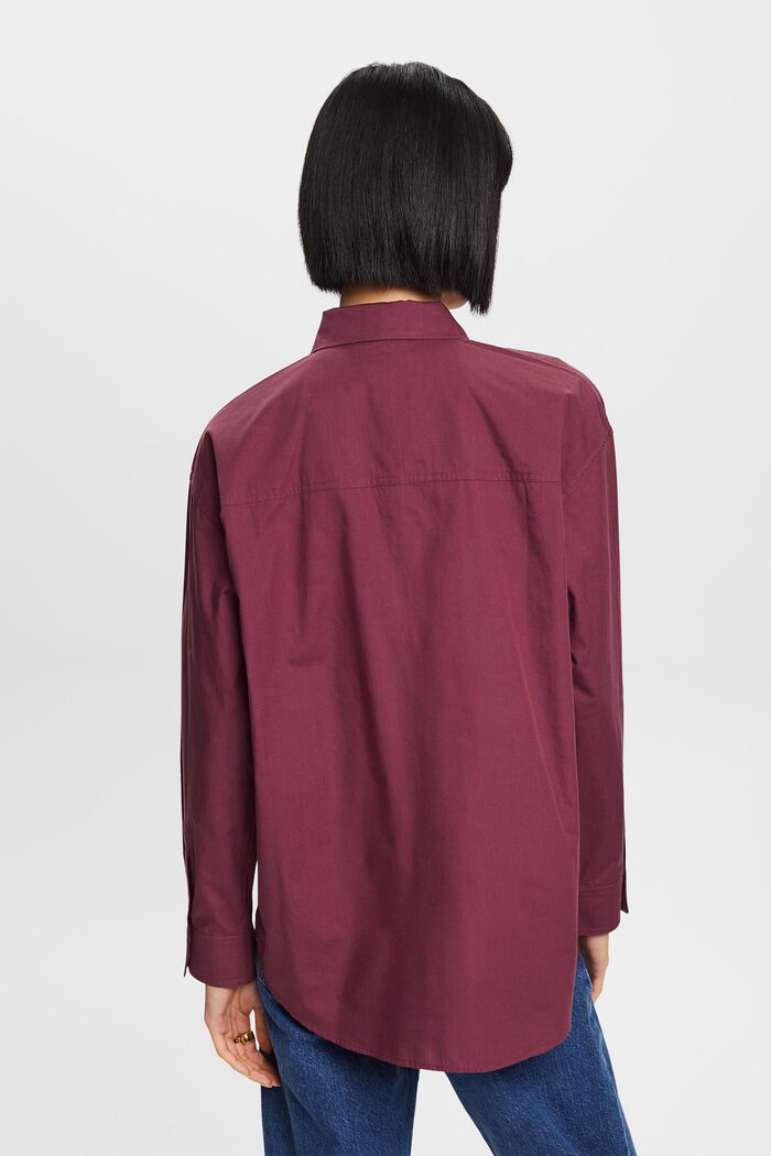 Blusa camisera de popelina, 100% algodón, AUBERGINE, detail image number 4