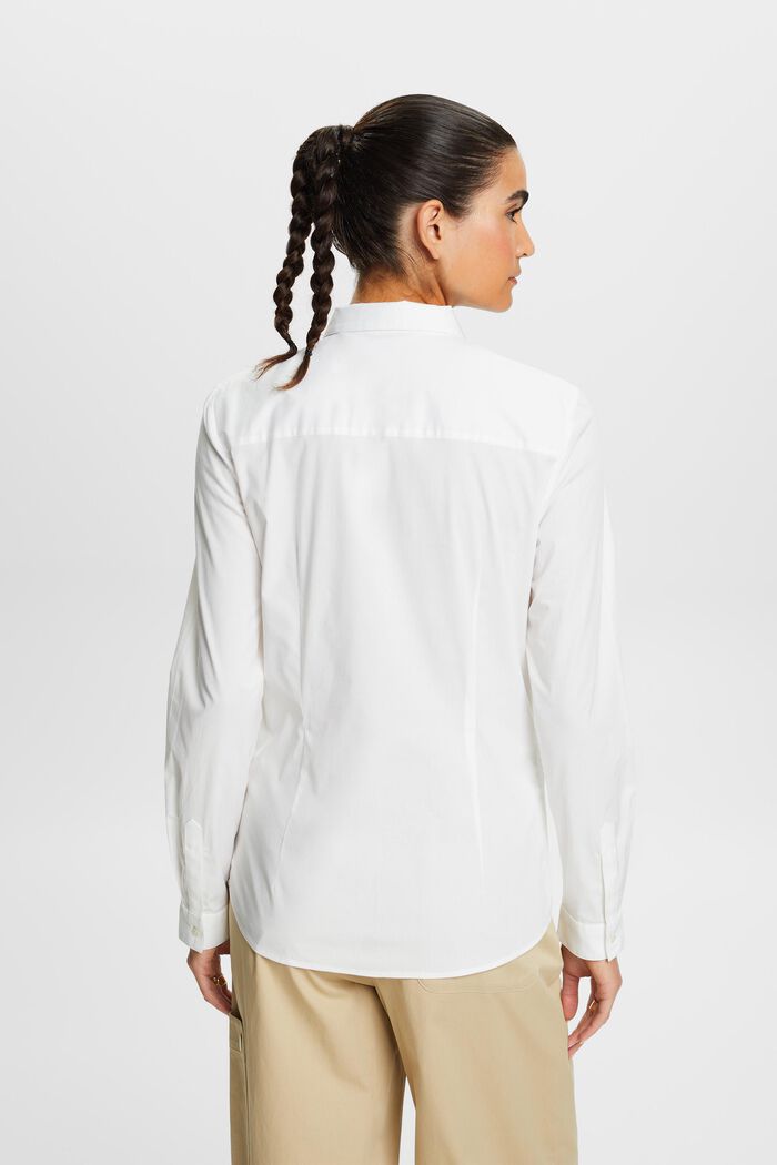 Camisa de popelina de manga larga, WHITE, detail image number 4