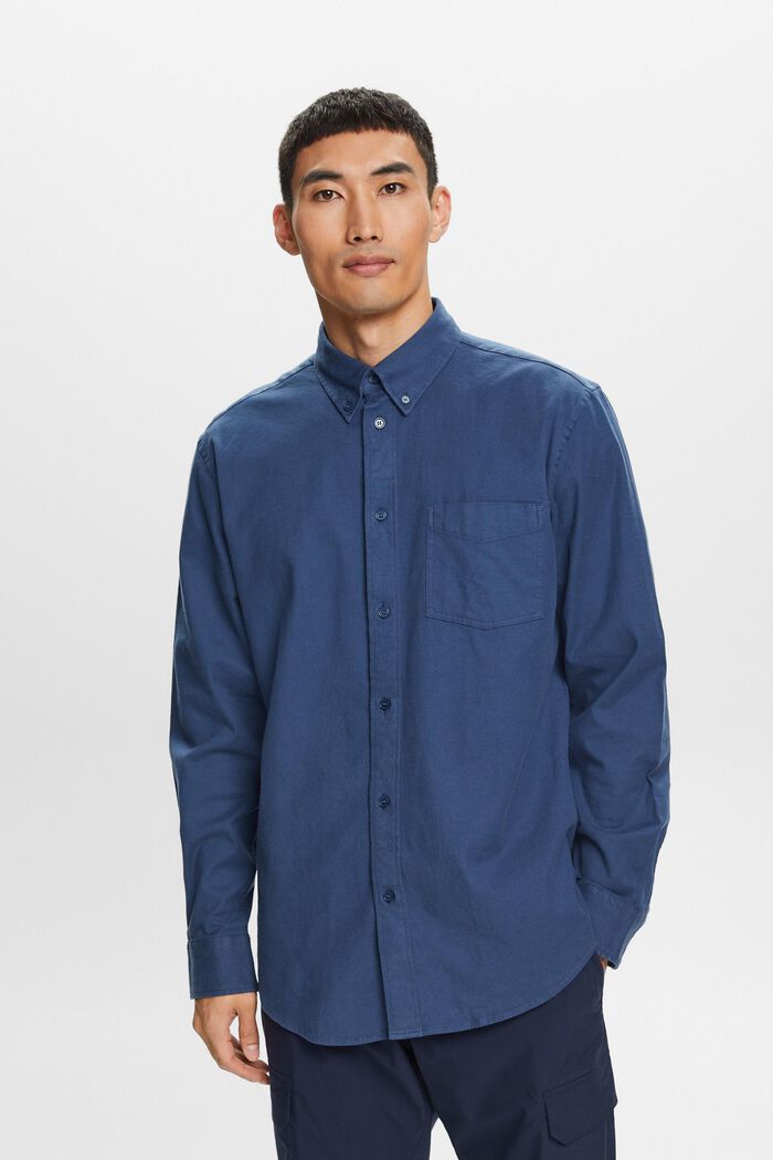 Camisa de sarga de corte normal, GREY BLUE, detail image number 2