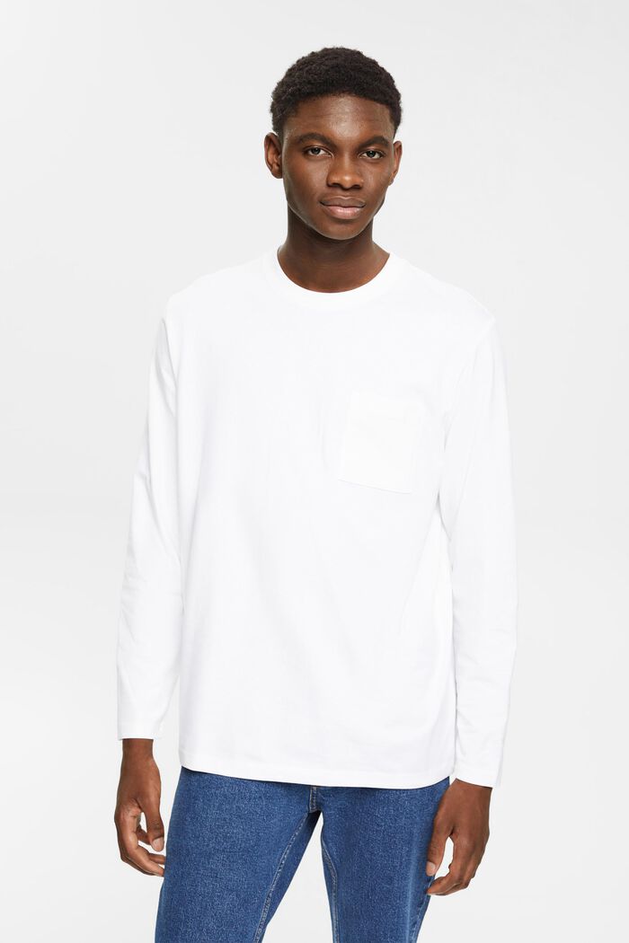 Camiseta de manga larga de tejido jersey, 100% algodón, WHITE, detail image number 1