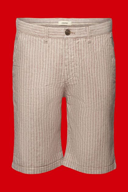 Pantalón corto estilo chino a rayas, mezcla de lino y algodón