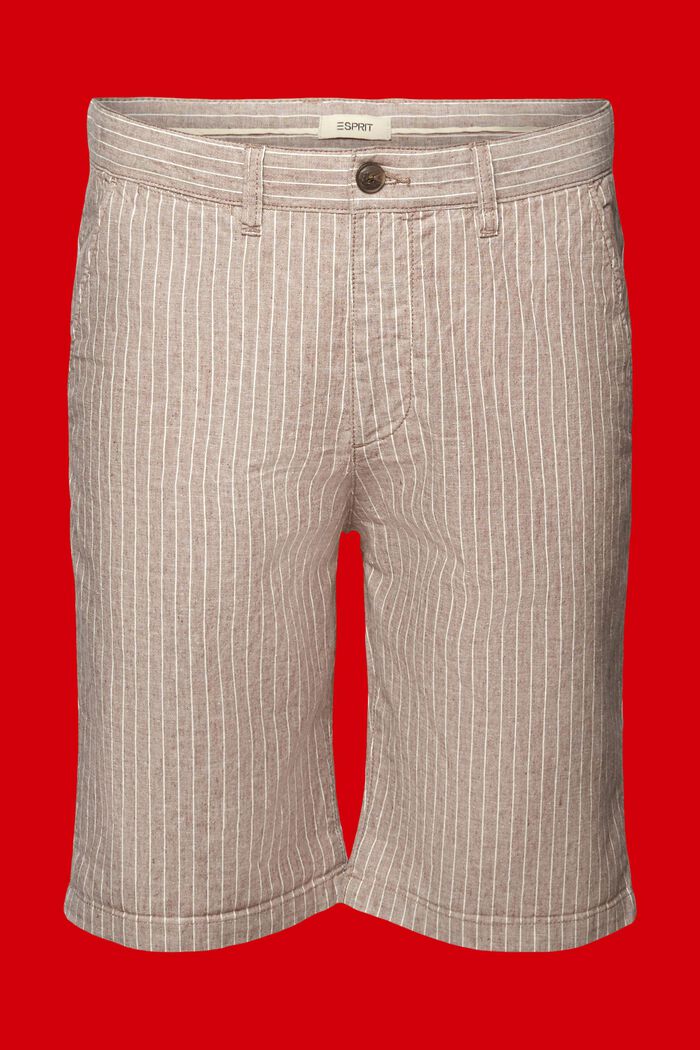 Pantalón corto estilo chino a rayas, mezcla de lino y algodón, BEIGE, detail image number 9