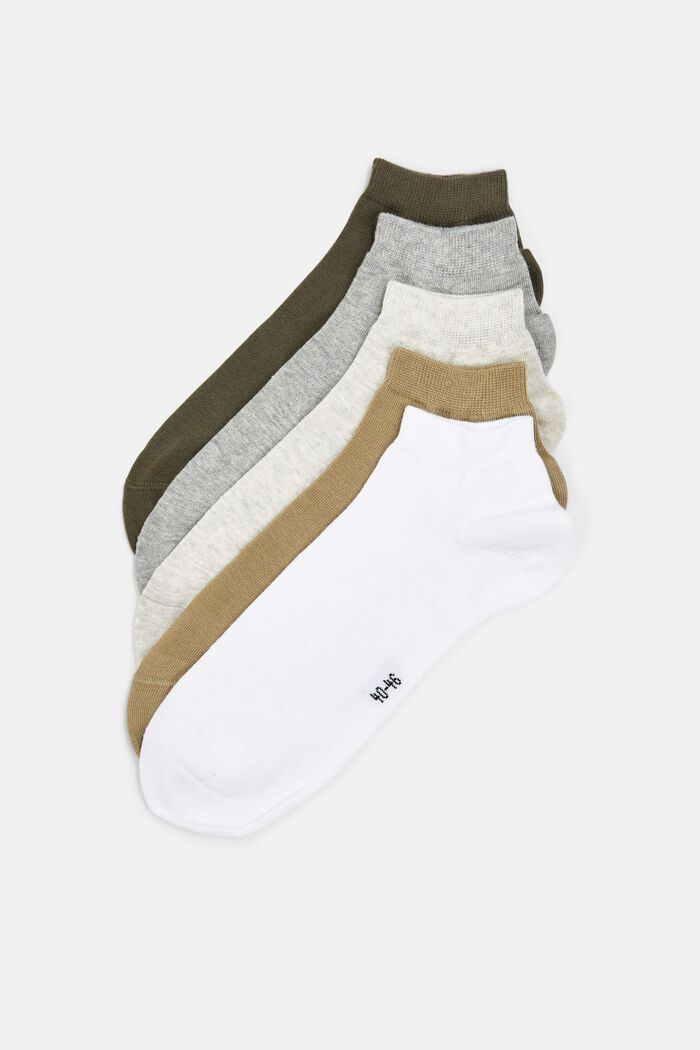 Pack de 5 pares de calcetines para deportivas, algodón ecológico, WHITE/GREEN, detail image number 0