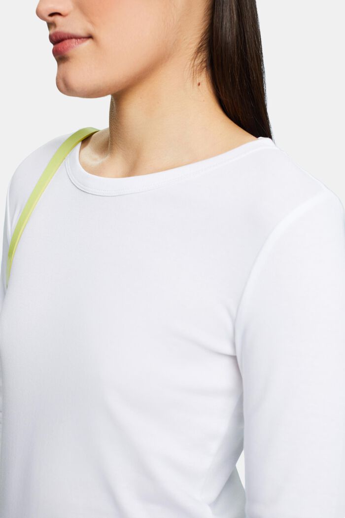 Camiseta de jersey de algodón con manga larga, WHITE, detail image number 3