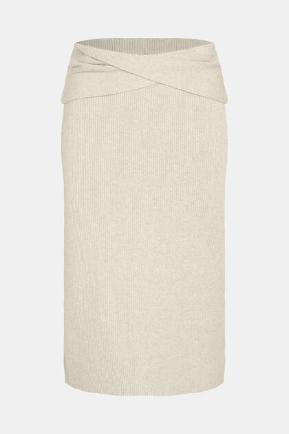 Falda midi acanalada metalizada con cintura cruzada, SILVER, overview